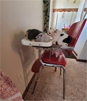 Antique Red High Chair - Contents not included