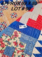 Antique Hand Made Quilt , Untrimmed– See photo