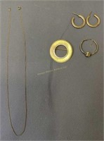 14k Gold Pendant, Earrings, 15" Necklace, 4.9 D