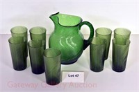 Green Glass Water Set: