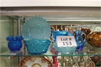 (6) pcs. Blue Glassware: