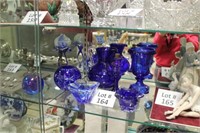 (8) pcs. Blue Glassware: