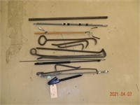 Long handled tools - crow bars, threaded rods,