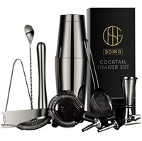 Soing 15-Piece Black Cocktail Shaker Bar
