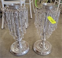 PR OF CHROME/CRYSTAL CANDLE HOLDERS