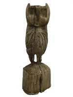 Vintage hand carved wood owl yard art