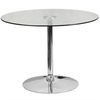39.25'' Round Glass Table with 29''H Chrome Base