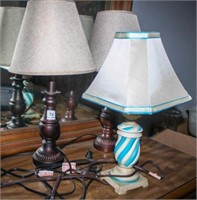 Table Lamps (2 matching) 1 Blue/wht