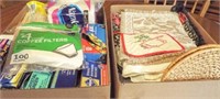 Kitchen Linens, Paper Goods - 2 boxes