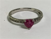 Sterling Silver Ring With Pink, And Clear Stones