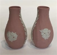 2 Wedgwood Pink Spiral Perfumes / Vases