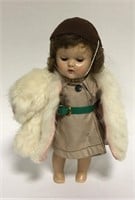 Composition Doll In Fur Coat