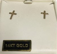 Pair Of 14k Gold Cross Earrings