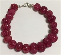 Natural Ruby Carved Bracelet