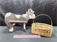 Wood Cow Corner Shelf & Basket