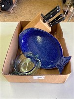 Knives and Block, Fish Platter & Turtle Bowl