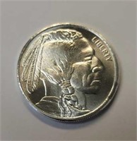 One Ounce Silver Round: Indian/Buffalo #1