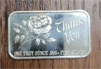 One Ounce Silver Bar: Thank You