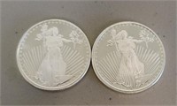 (2) One Ounce Silver Round: Walking Liberty #1
