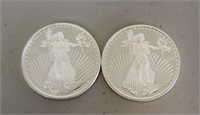 (2) One Ounce Silver Round: Walking Liberty #2