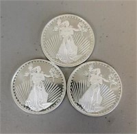 (3) One Ounce Silver Round: Walking Liberty