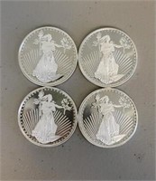 (4) One Ounce Silver Round: Walking Liberty