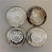 (4) One Ounce Silver Round: World Trade Silver