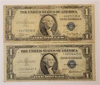 (2) U.S. $1 Silver Certificates: Star Notes