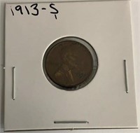 Scarce 1913-S Lincoln Cent
