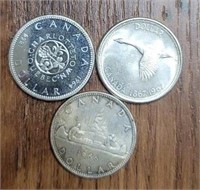 (3) Canadian Silver Dollars