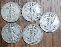 (5) U.S. Walking Liberty Half Dollars #3