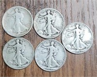 (5) U.S. Walking Liberty Half Dollars #2