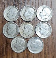 (8) U.S. Silver Roosevelt Dimes: 90% Silver