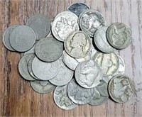 Variety of WWII, Buffalo & "V" Nickels: 36 Total
