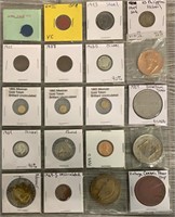 Sheet of Misc Coins & Tokens