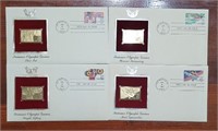 (4) First Day Issue Gold Replica Stamps