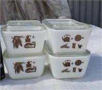 American Heritage Pyrex.   4 Glass containers