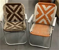 (2) Vintage Woven Lawn Chairs