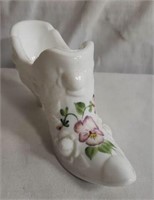 Fenton Handpainted Glass Shoe