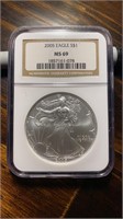US Coins 2005 NGC MS69 Silver Eagle