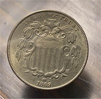 US Coins 1869 Shield Nickel AU