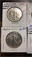 US Coins 4 Walking Liberty Halves AU/BU