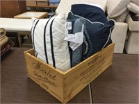 Pillows and  Wood Crate