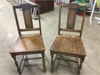 Two vintage oak chairs