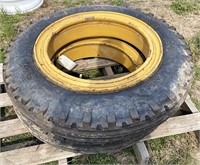 Pair of tractor tires on rims