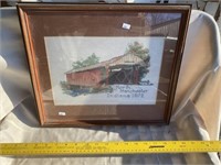 Framed Covered Bridge Needle Point