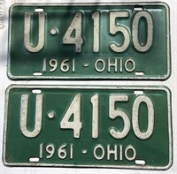 Pair of 1961  Ohio license plates