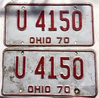 Pair of 1970 Ohio license plates