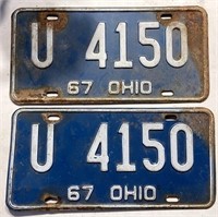 Pair of 1967 Ohio license plates