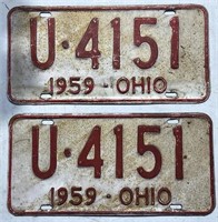 Pair of 1959 Ohio license plates